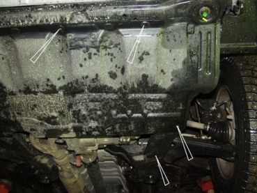 Unterfahrschutz Hyundai Santa Fé I Classic (gebaut in Tagaz), Typ SM, Motor alle ab Baujahr 11.2000 - 03.2006