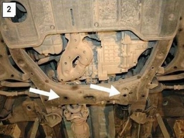 Unterfahrschutz Hyundai Santa Fé II (Montage über Serienabdeckung), Typ CM, Motor alle ab Baujahr 03.2006 - 08.2012