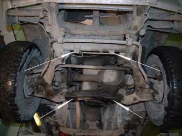 Unterfahrschutz Mitsubishi Pajero I, Typ L04/L14, Motor 2.3 TD/2.5 TD/2.6/3.0 V6 ab Baujahr 04.1982 - 12.1991