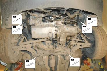 Unterfahrschutz Skoda Octavia I (Combi), Typ 1U, Motor 1.4/1.6 (-102 PS) ab Baujahr 09.1996 - 12.2010