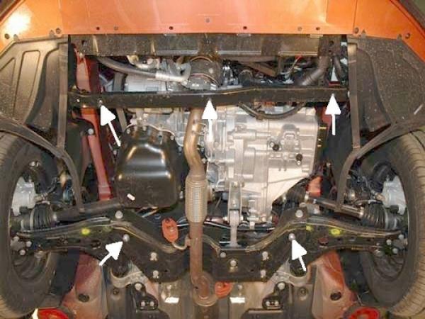 Unterfahrschutz Skoda Fabia I, Typ 6Y (nur für Fahrzeuge mit werkseitiger Quertraverse), Motor 1.4 V8/1.9 SDI (60 PS/68 PS) ab Baujahr 08.1999 - 03.2008