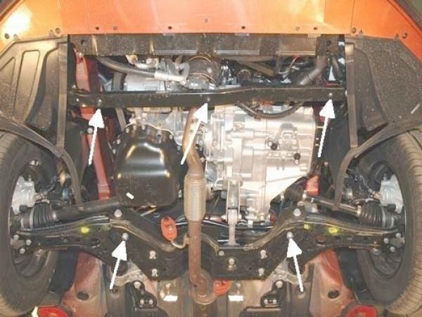 Unterfahrschutz Skoda Fabia I, Typ 6Y (nur für Fahrzeuge mit werkseitiger Quertraverse), Motor 1.2 V12 ab Baujahr 08.1999 - 03.2008