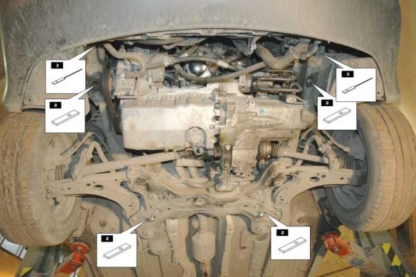 Unterfahrschutz Skoda Octavia I (Combi), Typ 1U, Motor 1.4/1.6 (-102 PS) ab Baujahr 09.1996 - 12.2010